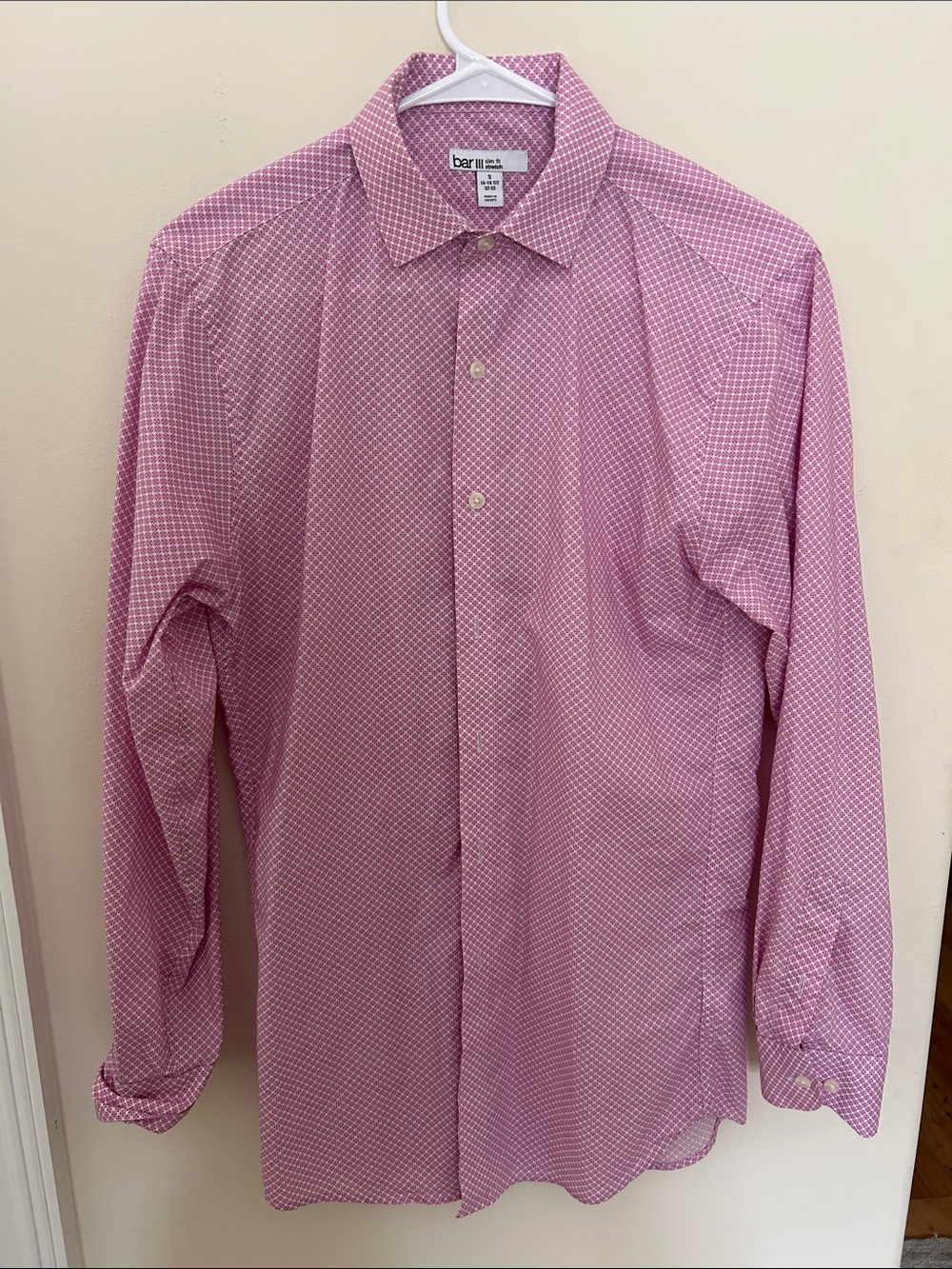 Bar III Pink Patterned Long Sleeve Dress Shirt